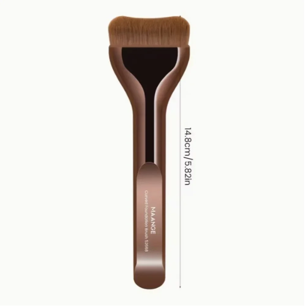 MAANGE Curved Foundation Brush | Aluminum Tube Makeup Brush | Soft Nylon Bristle